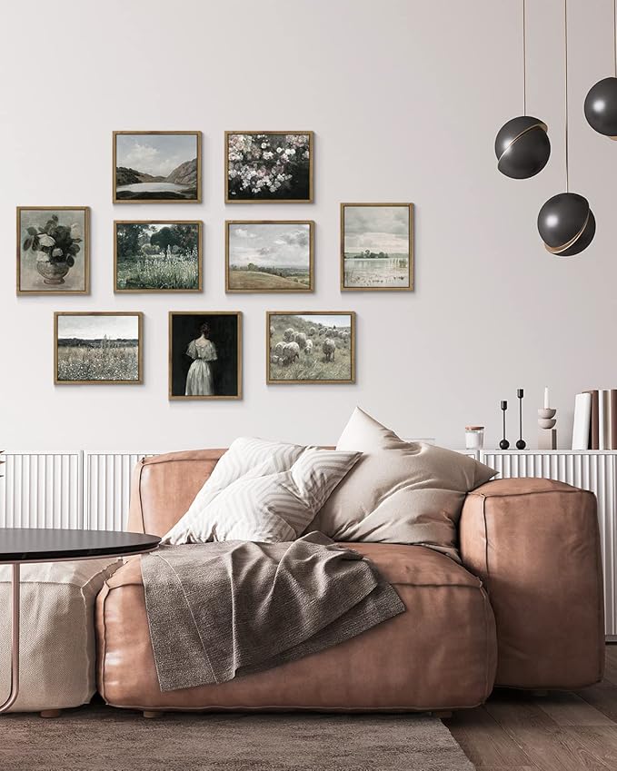 InSimSea Framed Canvas Wall Art Vintage Decor, Sheep On The Dunes Oil Painting Prints, Eclectic Room Decor, Retro Wall Art for Bedroom Home Bathroom Wall Decoration, 8"x10"