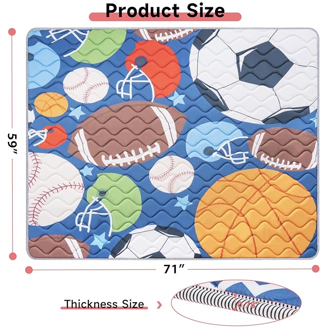 Baby Play Mat 71’’ x 59’’ Soft Baby Floor Mat Thicker Foam Play Mat for Babies，Toddlers, Foldable Baby Playpen Mat Crawling Mat，Ball Design