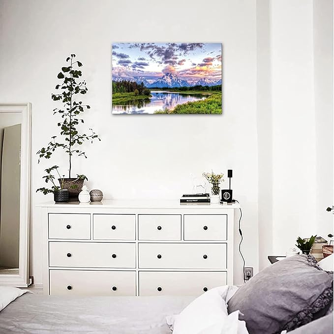 SKASNFAI Grand Teton Wall Art National Park Pictures Wall Decor Large Mountain Canvas Art Framed Decor Landscape Poster for Bedroom Living Room (20x30 inch)