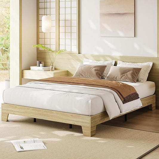 Garvee Wood Platform Bed Frame, King Size Bed Frame, Wood Slat Support, No Box Spring Needed, Easy Assembly, Noise-Free Design, Underbed Space for Storage