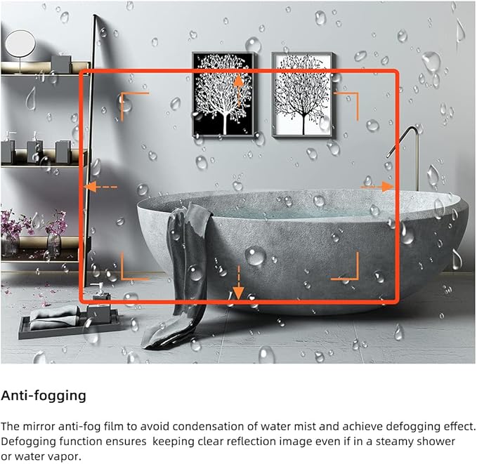 COOL2DAY LED Mirror for Bathroom,55x36 Inch Lighted Bathroom Vanity Mirror with Lights, Double Light Strips, 3 Colors, Shatter-Proof, Anti-Fog and Brightness Memory