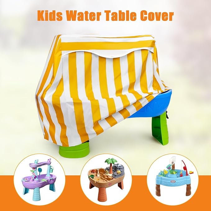 Kids Water Table Cover for Step 2 Rain Showers Splash Pond Water Table, Outdoor Waterproof Anti-UV Kids Water Play Table Cover (Yellow)