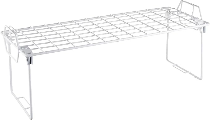 Whitmor Wire Grid Stacking Shelf Medium, 7"D x 18"W x 7"H, White