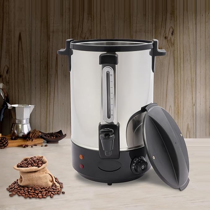 Electric Hot Water Dispenser 90 Cups Commercial Coffee Percolator & Beverage Dispenser w/Temperature Control, Stainless Steel Coffee Urn for Coffee & Tea