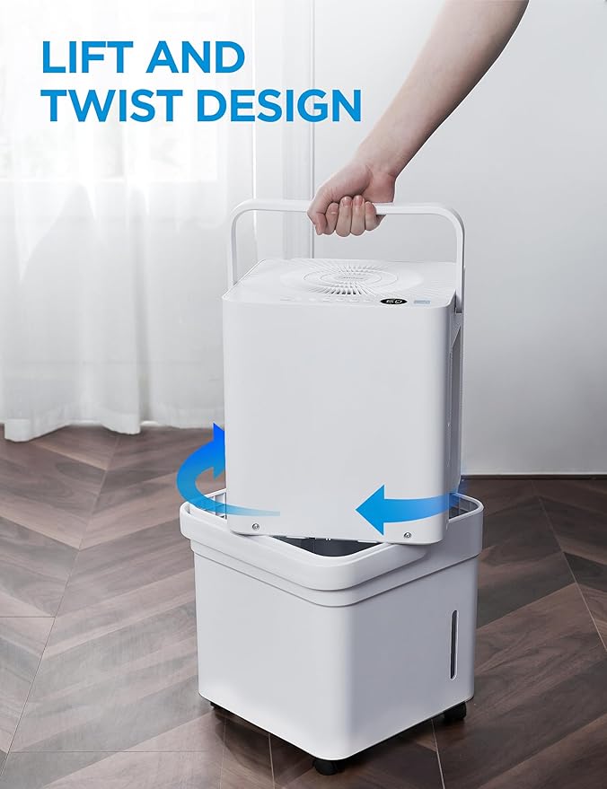Midea Cube 50 Pint Dehumidifier for Basement and Rooms at Home for up to 4,500 Sq. Ft., Smart Control, Compatible with Alexa (White), Drain Hose Included, ENERGY STAR Most Efficient 2023
