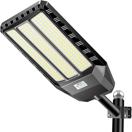 Solar Street Light Outdoor 8000W - LED Parking Lot Lights, IP67 Waterproof, Dusk to Dawn, High Lumens Solar Lights Outdoor with Motion Sensor and Remote Control 1 Pack