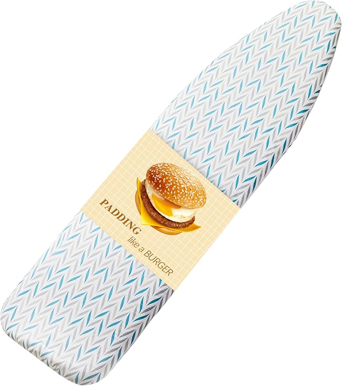 BNDX Ironing Board Cover and Pad - Large Silicone Coating, Scorch Resistant Padding,Extra Thick Heavy Duty Padded 4 Layers, Bongee Cord Edge,2 Click Buckles for Smooth Iron, Summer Willow 18x49
