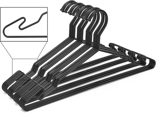 Luxurious Hanger Set Premium Metal Hangers with Unique Hook Design Durable & Sturdy Coat Hangers 3.2mm Thick Withstands 15lbs Weight Smooth Powder Coated Finish Compact Shirt Hangers - 40 Pack Black