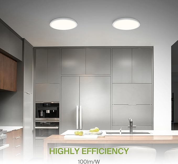 ASD LED 24" Round Flush Mount Ceiling Light Fixture, Low Profile Surface Lighting | 5CCT, Dimmable, Ultra-Thin, ETL Listed | 38W 2700LM 2700-6000K 100-277V | Kitchen, Bedroom, Hallway Lamp | White