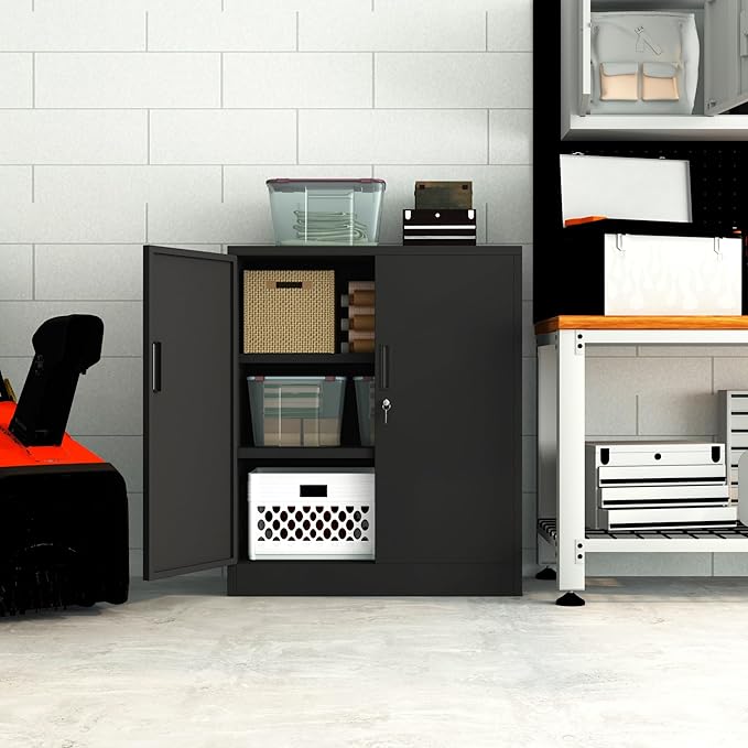 Storage Cabinet, 36 Inch Tall Metal Storage Cabinet with Doors and Shelves,Heavy Duty Metal Cabinet, Pantry Cabinets for Kitchen Storage, Garage Cabinet for Living, Dining Room.