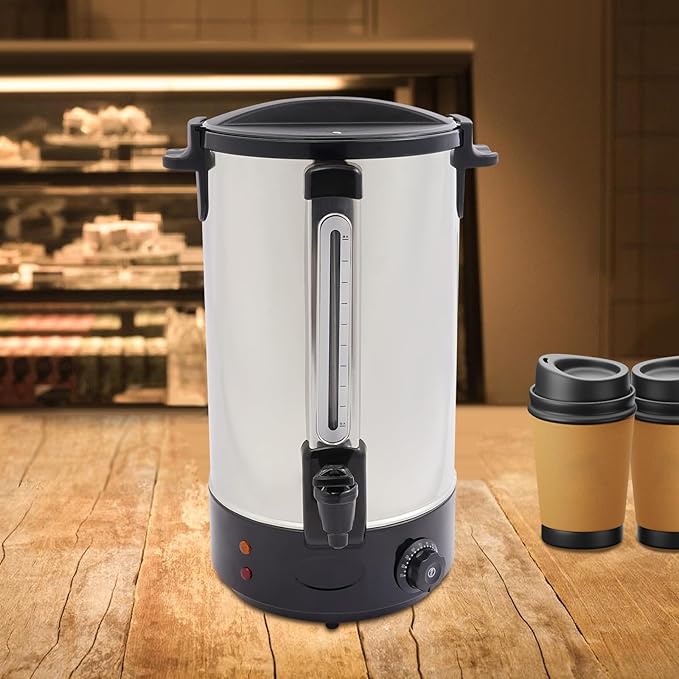Electric Hot Water Dispenser 160 Cups Commercial Coffee Percolator & Beverage Dispenser w/Temperature Control, Stainless Steel Coffee Urn for Coffee & Tea