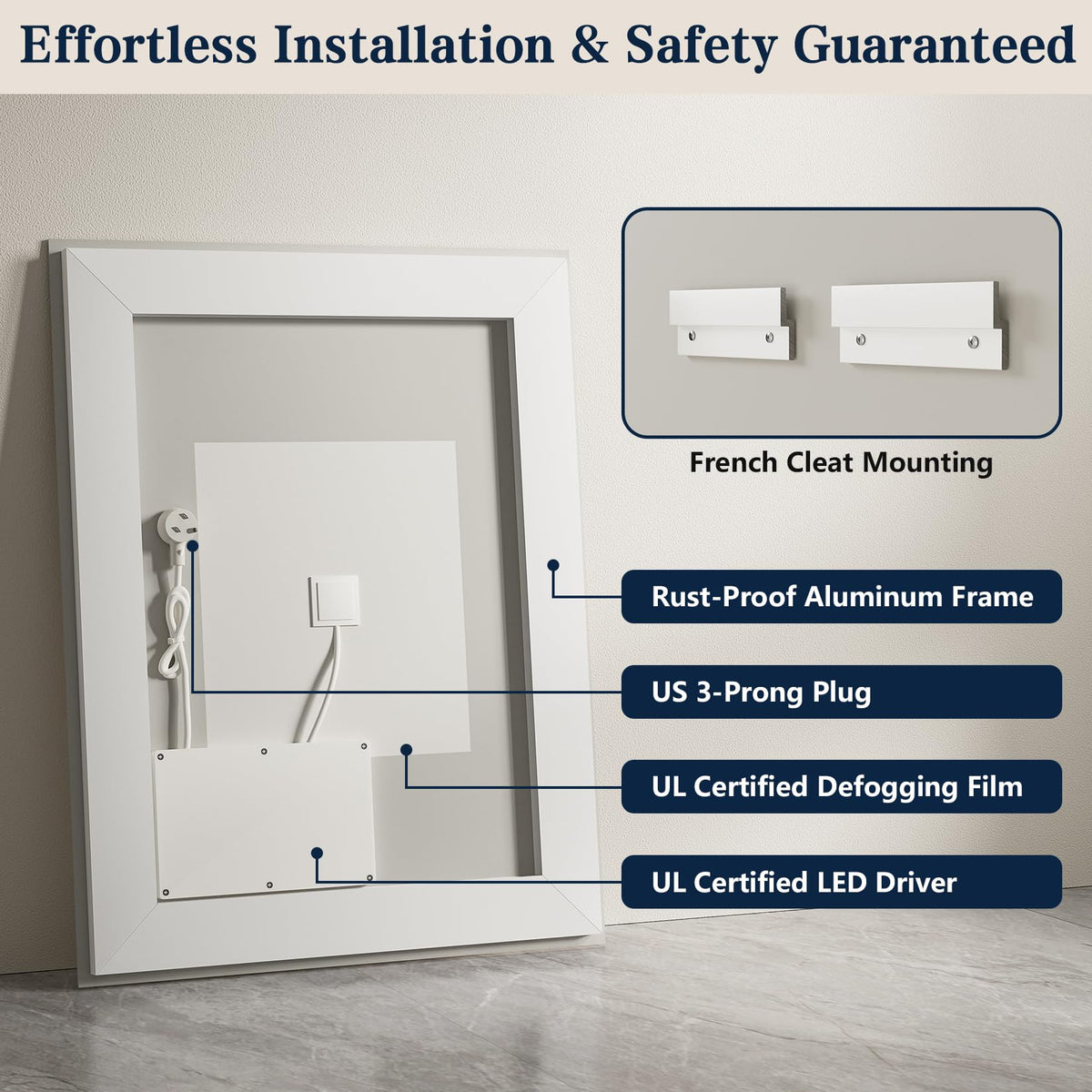 VEEYLOS 72x32 Inch LED Bathroom Mirror with Lights, Backlit & Front Lit