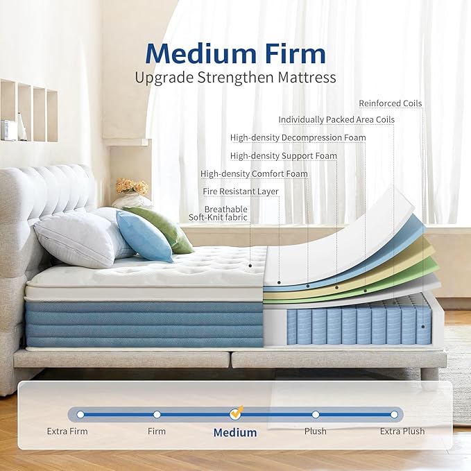 Starage Full Size Mattress | Hybrid Mattress Full 12 inch with Memory Foam | Medium Firm Feel for Motion Isolation | Edge Support Pressure Relief | Bed in a Box,CertiPUR-US Certified