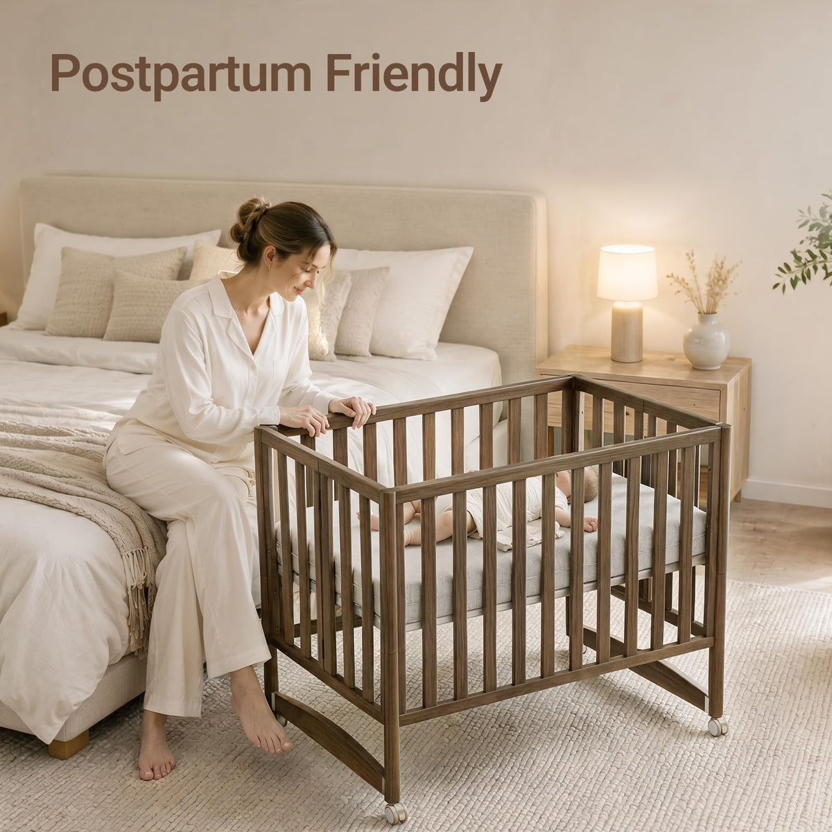 MAMAZING EvoNook 7-in-1 Convertible Baby Mini Crib with Wheels