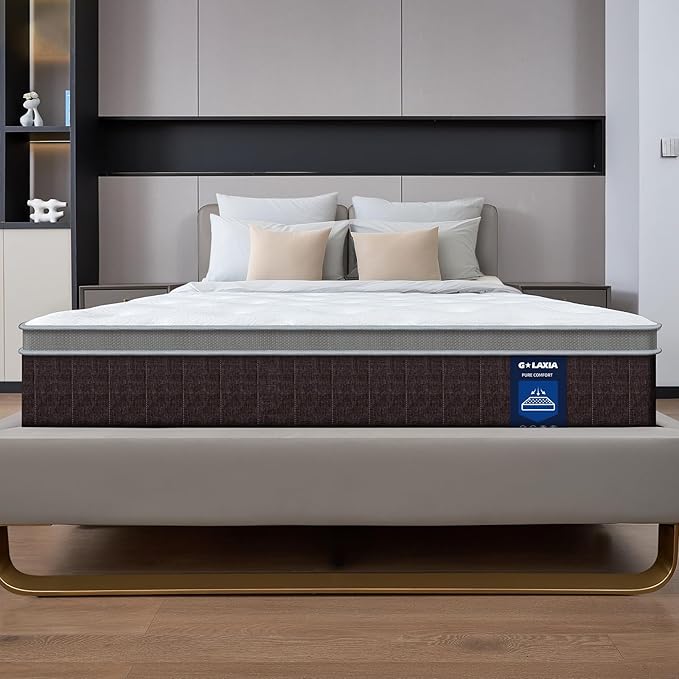 12 Inch Dark Grey Twin Spring Mattress,Medium Firm with Gel Memory Foam,Individually Pocketed Coil,Fiberglass-Free Fire Retardant CertiPUR-US Certified,75"*39"*12"