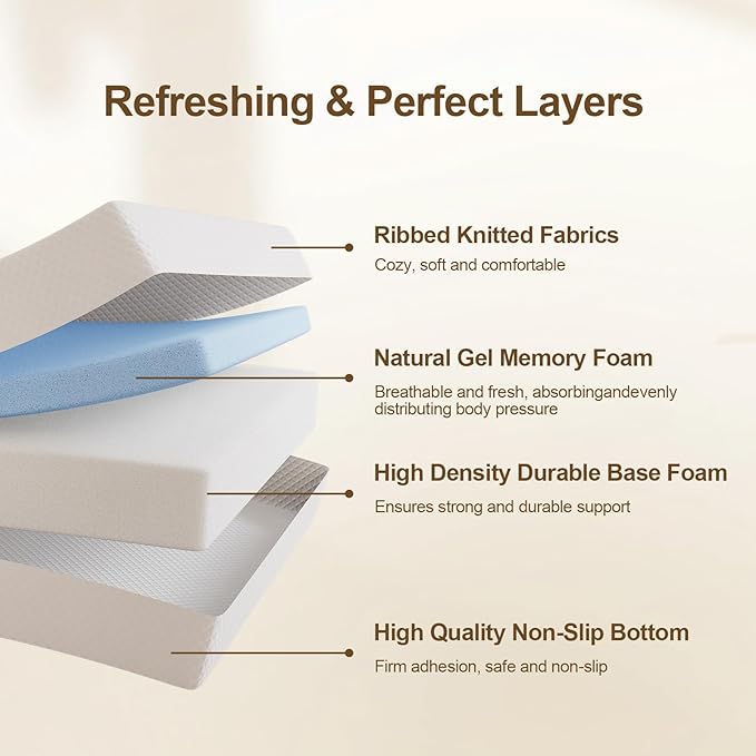6 Inch Queen Size Mattress in a Box,Memory Foam Mattress for Comfort Sleep, Cooling Night Sleep & Pressure Relief, Ships Compressed (6", Queen)