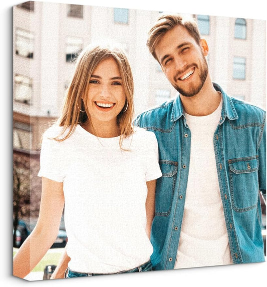 Jovivi Custom Canvas Prints with Your Pictures - Personalized Photos Print,Wall Art Poster Canvas Printing Customized Photo Gifts for Wedding Family Pets Home Office Decor Frame 12x12