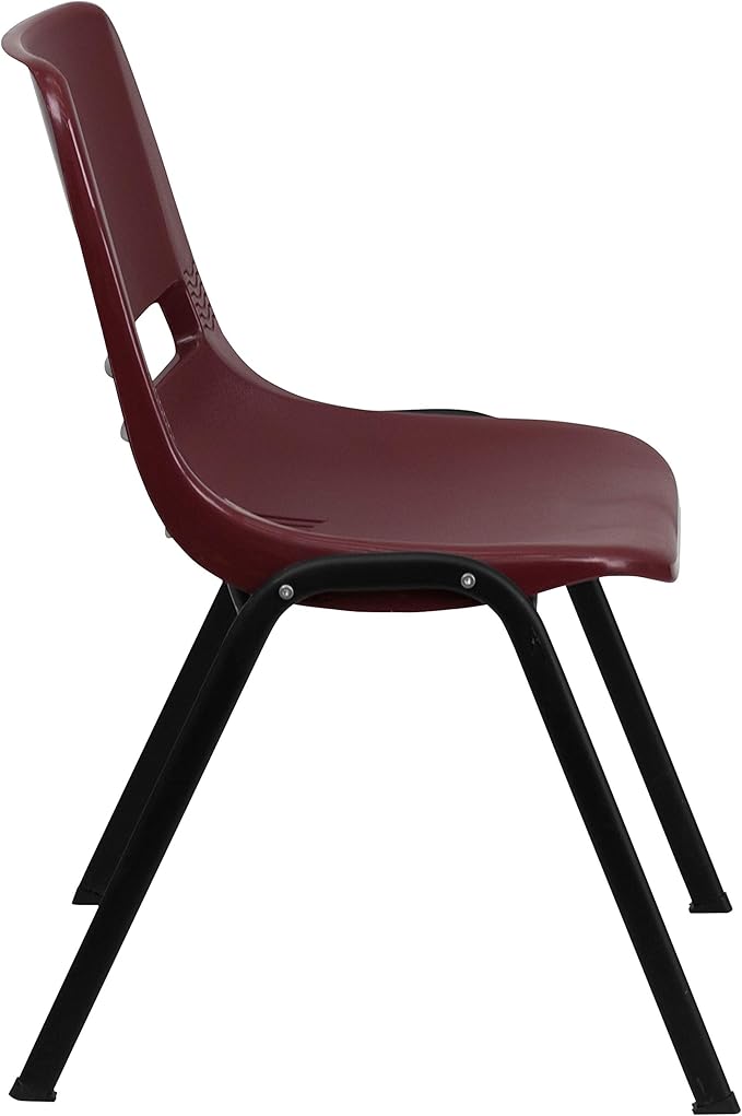 EMMA + OLIVER Burgundy Ergonomic Shell Student Stack Chair - Classroom/Guest Chair