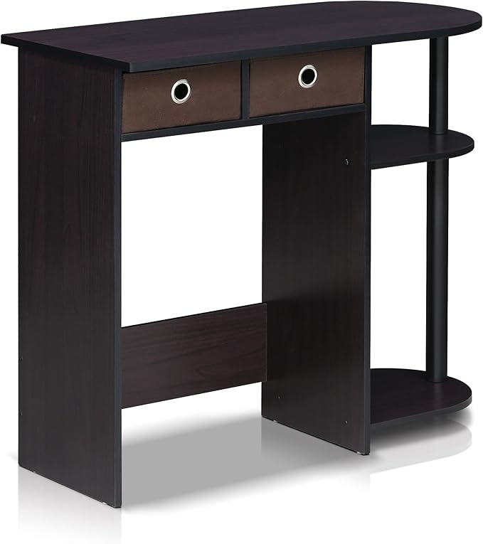 Furinno Go Green Home Laptop Notebook Computer Desk/Table with 2 Drawer Bins, Dark Walnut