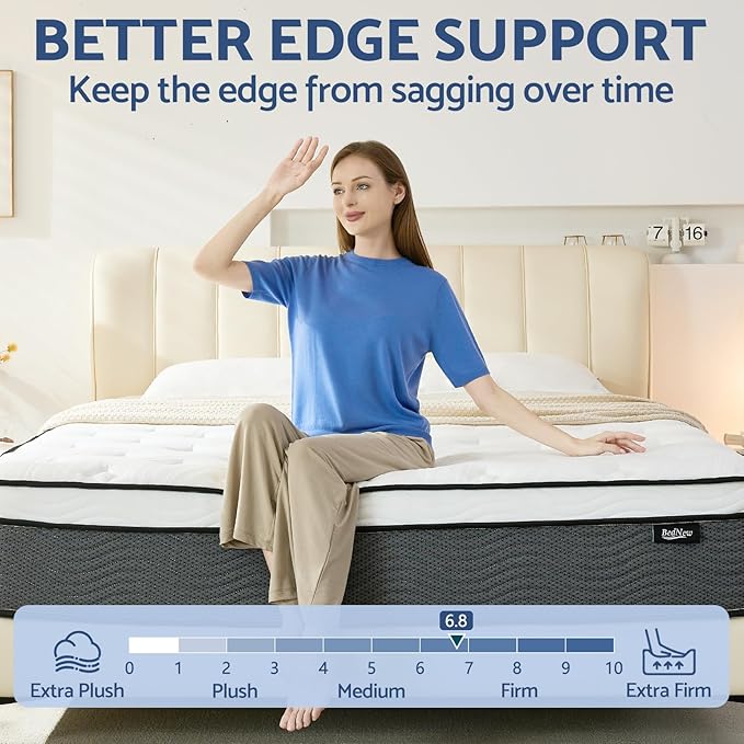 Queen Mattress, 12 Inch Queen Size Hybrid Mattress in a Box, Medium Firm Mattresses for Pressure Relief, Pocket Springs Mattress