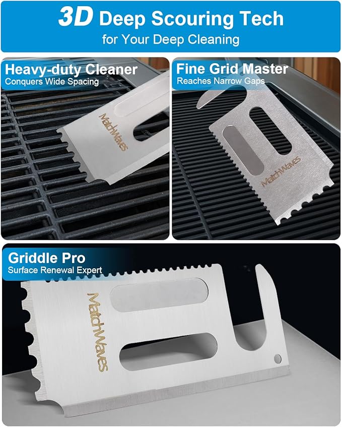 Stainless Steel Grill Scraper, Grill Grate Cleaner for Traeger Grills - Safe Bristle-Free Grill Cleaning Tool