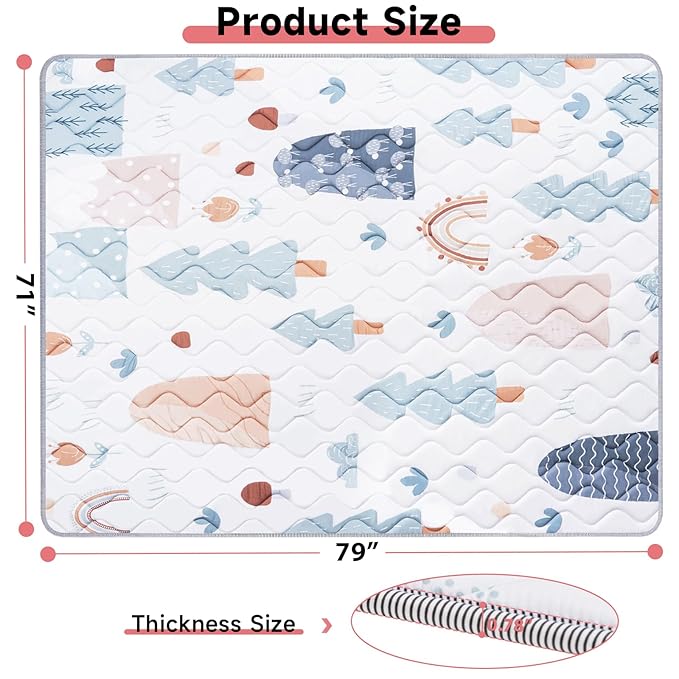 Baby Play Mat 79’’ x 71’’ Soft Baby Floor Mat Thicker Foam Play Mat for Babies，Toddlers, Foldable Baby Playpen Mat Crawling Mat，Tree Design