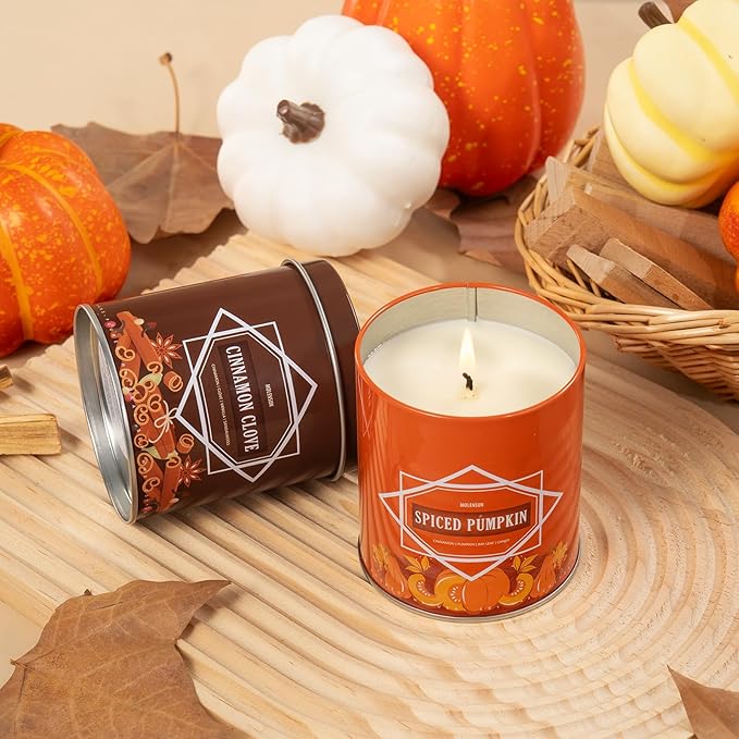 Fall Scented Candle – Cinnamon Clove Soy Candle 9oz, 50 Hour Burn, Non-Toxic Autumn Decor, Holiday Gift for Women & Men