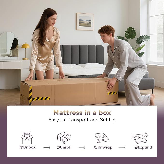 12 Inch Full Size Mattress,Hybrid Full Mattress in a Box, Cool Gel Memory Foam Mattress for Pressure Relieving,Medium Firm Feel,CertiPUR-US Certified