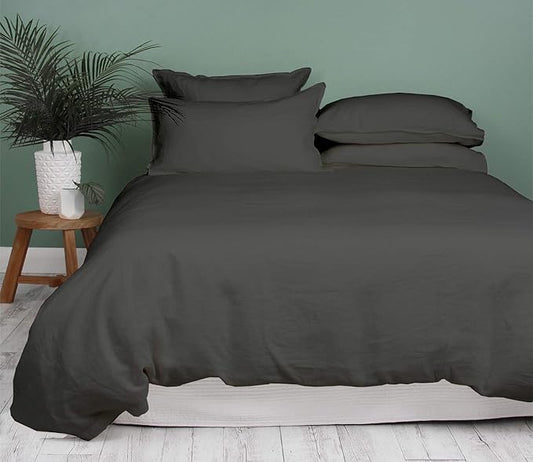 King Duvet Cover 1000 Thread Count 100% Egyptian Cotton Sateen Weave Soft Elephant Grey Quilt Cover 3 PC Bedding Set - Comforter Cover & 2 Pillow Shams with Zipper Closure
