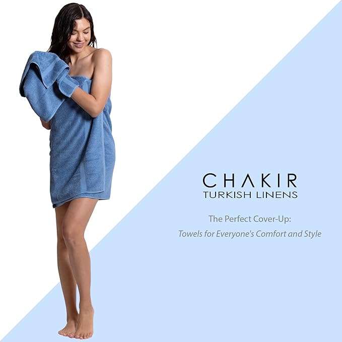 Chakir Turkish Linens Premium Cotton Absorbent Turkish Towels (8-Piece Towel Set, Wedgewood)
