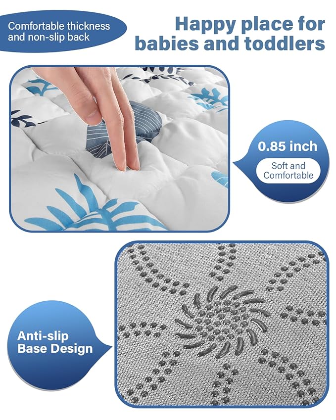 Baby Play Mats for Floor, 71x59 Playpen Mat, Thicken Cushioning Padding Foam Playmate for Baby and Toddlers Infants, Non-Slip & Machine Washable Tummy Time Mat