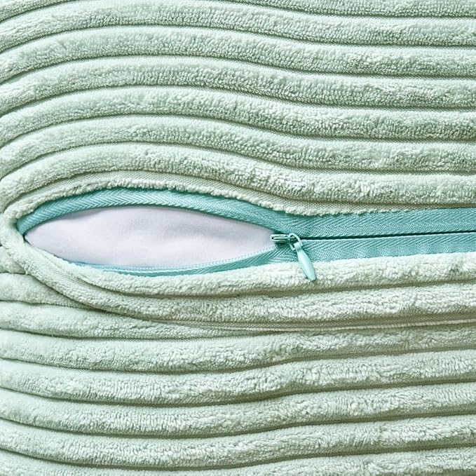 MIULEE Mint Green Corduroy Lumbar Pillow Covers 12x20 Inch 12x20 Inch with Splicing Set of 2 Soft Boho Pillow Covers Broadside Decorative Textured Summer Pillowcases for Couch Bed Livingroom