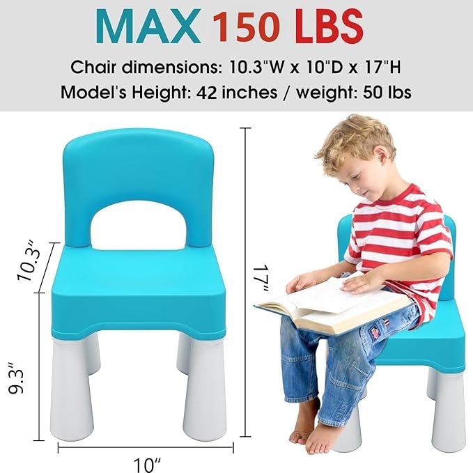 burgkidz Plastic Toddler Chair, Durable and Lightweight Kids Chair, 9.3" Height Seat, Indoor or Outdoor Use for Toddlers Boys Girls Ages 2 and Up