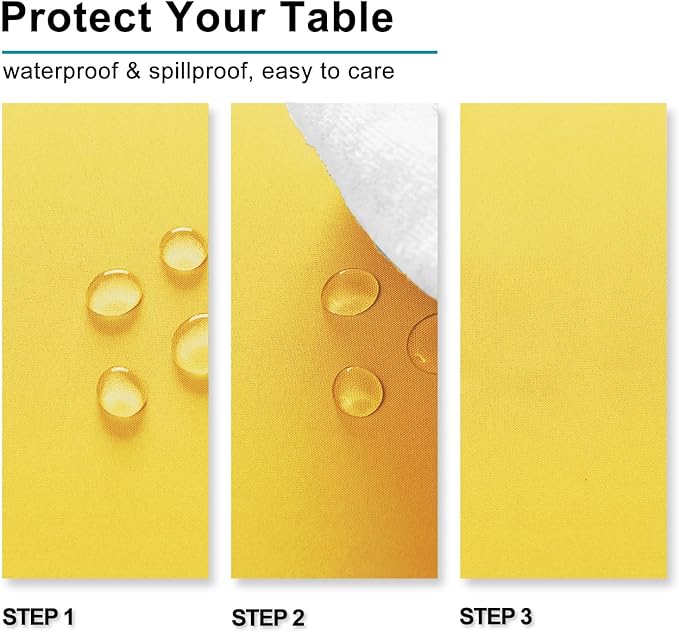 Hiasan Waterproof Tablecloth Rectangle - Washable Fabric Table Cloth for Dining Room Kitchen Birthday Party and Outdoor Use, Yellow, 30 x 60 Inch