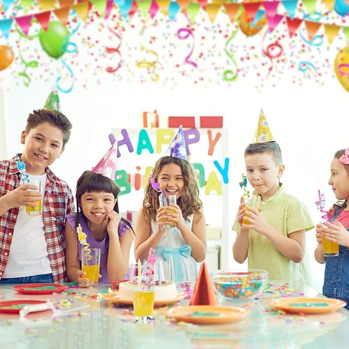 24 LLama Straws Party Favors for LLama Birthday Party Supplies with 2 Cleaning Brush