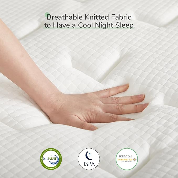 Novilla Queen Mattress 12 Inch，Gel Memory Foam & Pocketed Coils with Motion Isolation for Refreshing Sleep, Medium Firm Feel with CertiPUR-US Foam for Pressure Relief,Queen Mattress in a Box