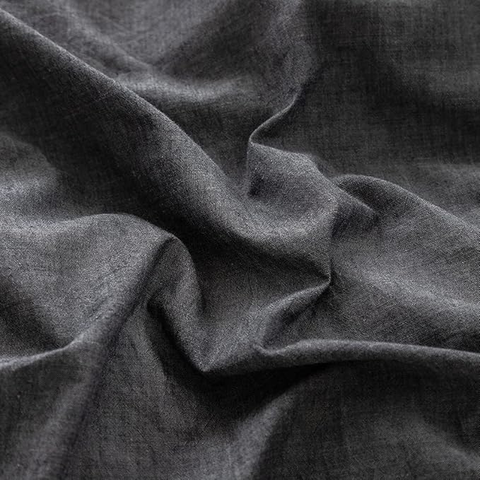 FACE TWO FACE Bedding Duvet Cover Set100% Washed Cotton Duvet Cover Linen Like Textured Breathable Durable Soft Comfy (Full, Gray)