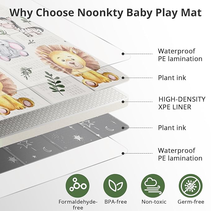 79 x 71 Foldable Large Play Mat for Babies, Non Toxic Foam Play Mat, Thick & Waterproof Baby Playmat for Floor, Anti-Slip Baby Playpen Mat for Toddlers