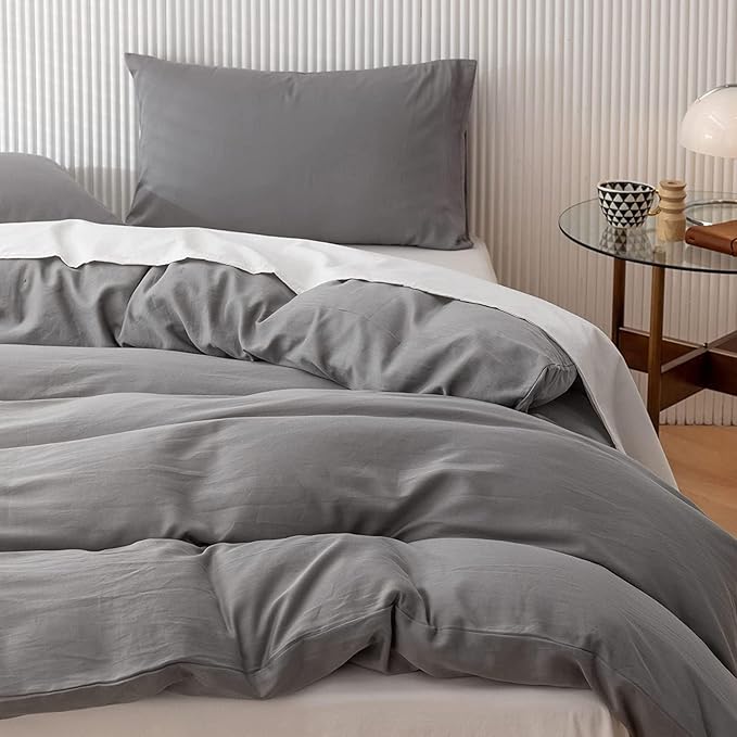 King Duvet Cover 1000 Thread Count 100% Egyptian Cotton Luxury Hotel Quality Quilt Cover & Pillow Sham - 5Pc All Season Duvet Cover Set with Zipper Closure & Corner Ties - (Cal King/King, Light Grey)