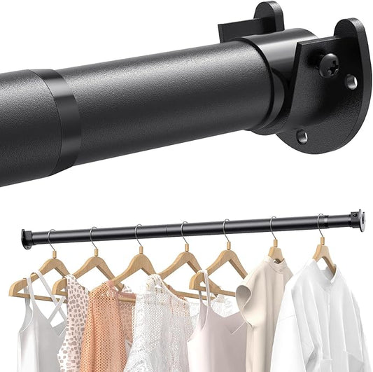 Closet Rods for Hanging Clothes, 17 to 159 Inches Stepless Adjustable Metal Closet Rod, 1.3 Inches Heavy Duty Clothes Hanging Rod for Closet Wardrobes Laundry RV