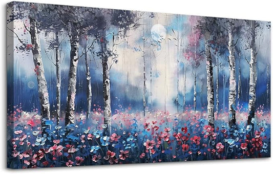 MHARTK66 Large Boho Wall Art For Bedroom Canvas Wall Decor For Living Room Trees Forest Scenery Paintings Office Decoration Stretched And Framed Pictures Modern Aesthetic Home Decor Mural Artwork
