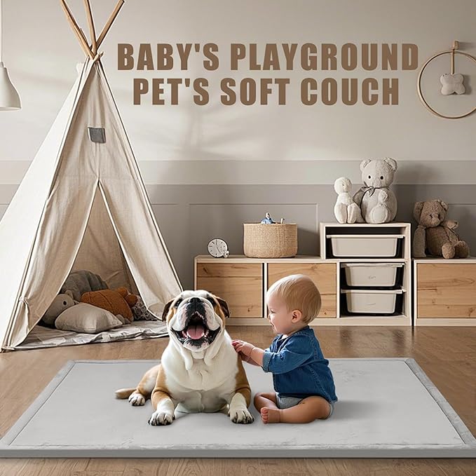Thick Play Mat for Baby, 50 X 50x 1.3" Memory Foam Playpen Mat,Ultra Soft Tummy Time Mat with Non-Slip Backing, Baby Crawling Mat Child Nursery Rug for Infant, Toddlers, Kids (Dark Gray)