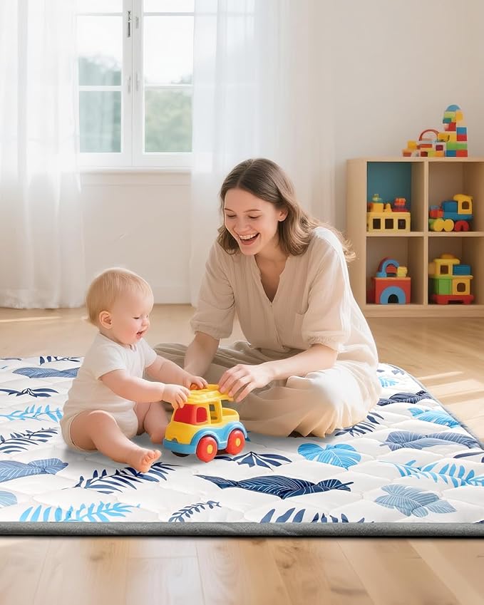 Baby Play Mats for Floor, 50x50 Playpen Mat, Thicken Cushioning Padding Foam Playmate for Baby and Toddlers Infants, Non-Slip & Machine Washable Tummy Time Mat