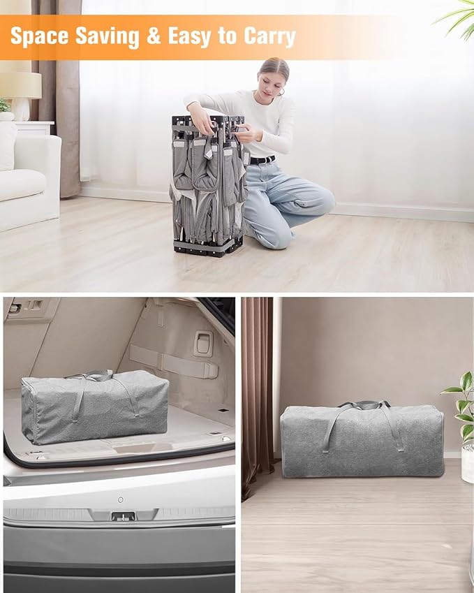 Foldable Baby Playpen with Gate, Extra Large Collapsible Play Yard for Babies & Toddlers, Portable Travel Playpen, Baby Activity Center for Indoor & Outdoor Use (Grey 51"×51")