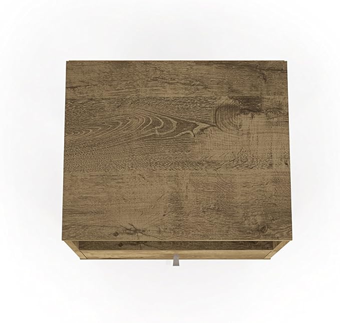 Manhattan Comfort Liberty Mid Century Modern Nightstand with Drawer and Cubby, Bedside Table for Bedroom and Living Room, Night Stand Accent Decor, Easy Assembly, Rustic Brown