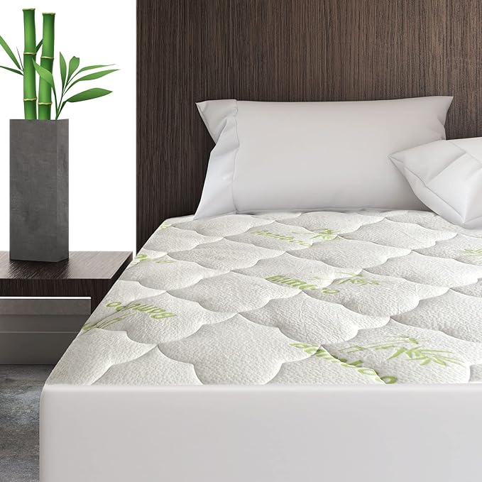 Twin Mattress Cover Air Mattress Topper, Viscose Made from Bamboo Mattress Pad for Kids, Soft Breathable and Noiseless Pillow Top Mattress Fits up to 16 inch