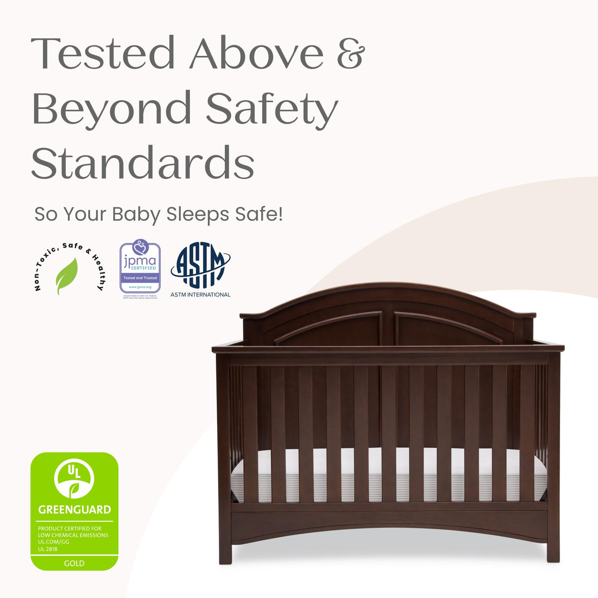 Delta Children Perry 6-in-1 Convertible Crib - Greenguard Gold Certified, Walnut Espresso