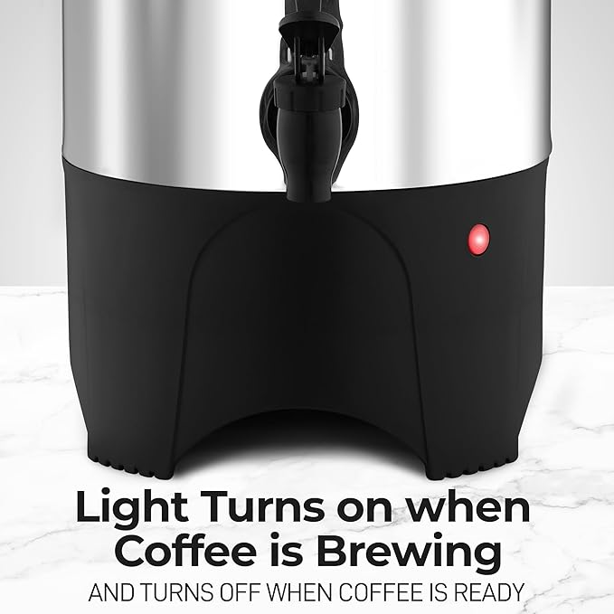 Zulay Commercial Coffee Maker Stainless Steel - Coffee Urn With Twist-Lock Lid & Cool-Touch Handles - Quick-Brewing Coffee Maker With Keep-Warm Mode For Events & Catering - 40 Cup Silver
