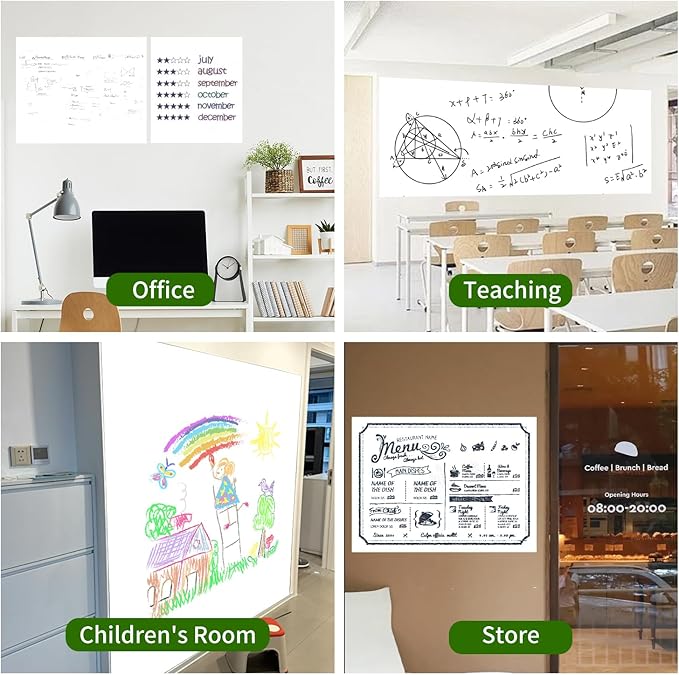 Magnetic Dry Erase Whiteboard Paper 48 x 36 Inch, Self Adhesive White Board Sticker for Wall, Peel and Stick Wallpaper With 50 Magnetic Letters