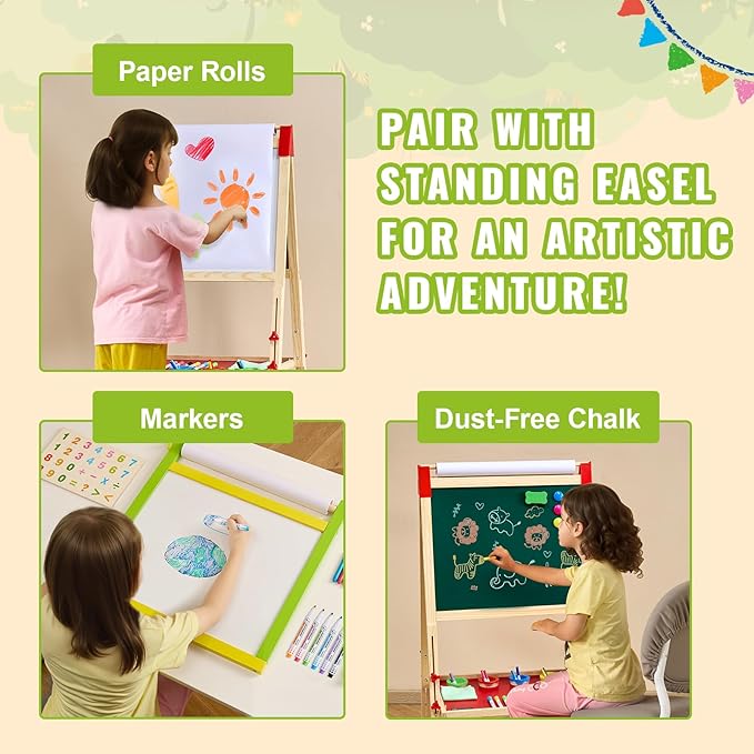 VEVOR Easel Accessory Set, 32 PCS Kid's Art Easel Painting Kit Including Chalks, Dry-Erase Markers & Paper Rolls, Art Supplies Set for Standing Easel, Painting Kit for Toddlers Boys and Girls
